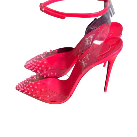 Authentic‎ Christian Louboutin Hot Pink Spiked Stilettos Pumps sz. 8/38 NEW - Picture 3 of 9